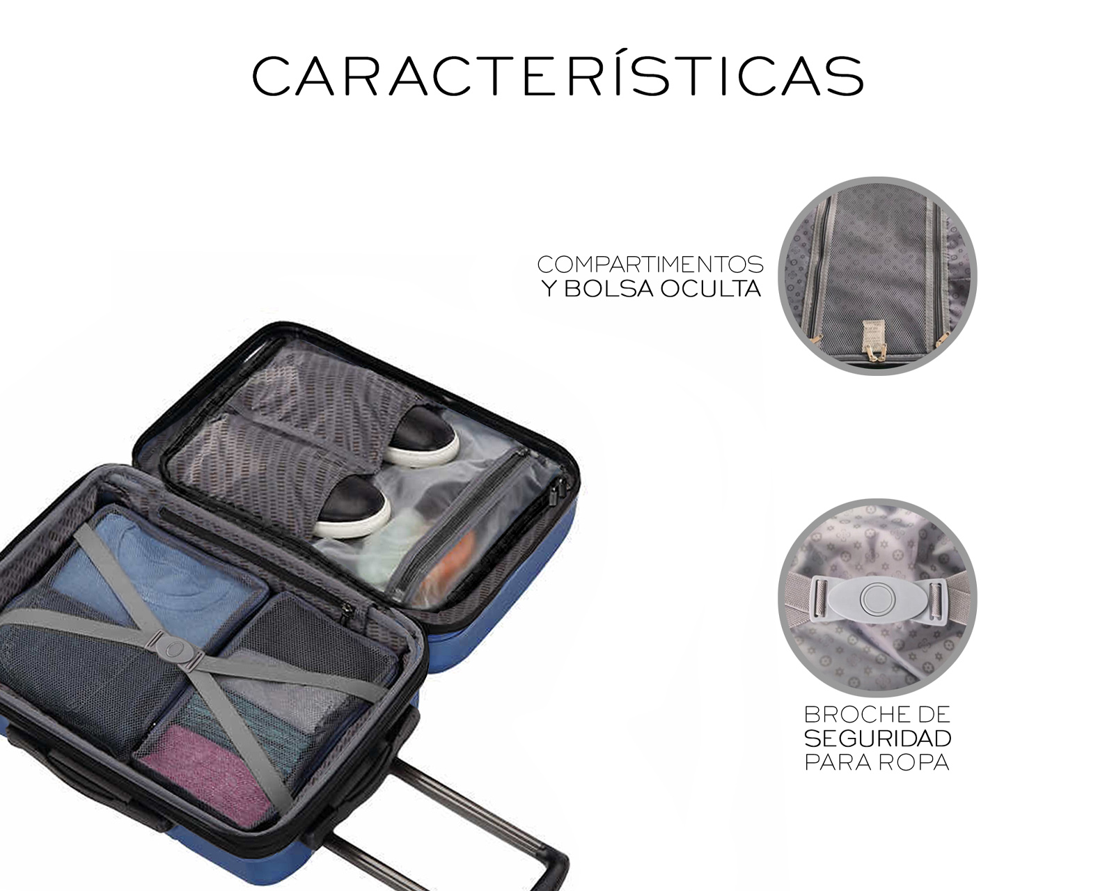 Foto 7 pulgar | Set De 3 Maletas Rigidas Con Ruedas Giratorias Basitex Azul Marino