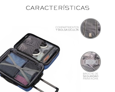 Foto 6 | Set De 3 Maletas Rigidas Con Ruedas Giratorias Basitex Azul Marino