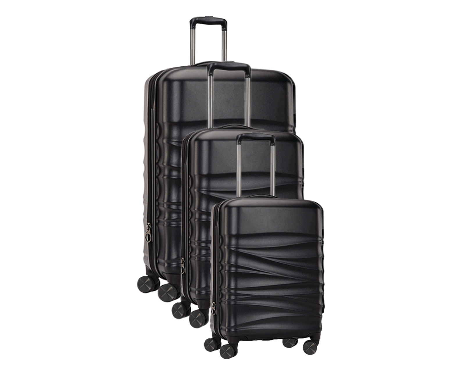Set De 3 Maletas Rigidas Con Ruedas Giratorias Basitex Negro