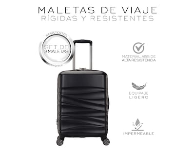 Foto 2 | Set De 3 Maletas Rigidas Con Ruedas Giratorias Basitex Negro