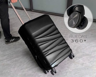 Foto 3 | Set De 3 Maletas Rigidas Con Ruedas Giratorias Basitex Negro