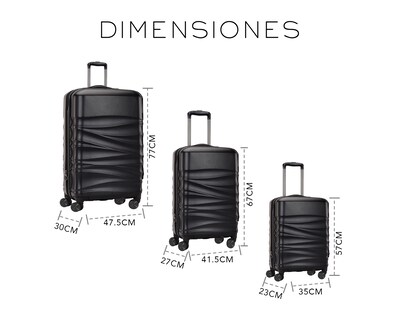 Foto 8 | Set De 3 Maletas Rigidas Con Ruedas Giratorias Basitex Negro