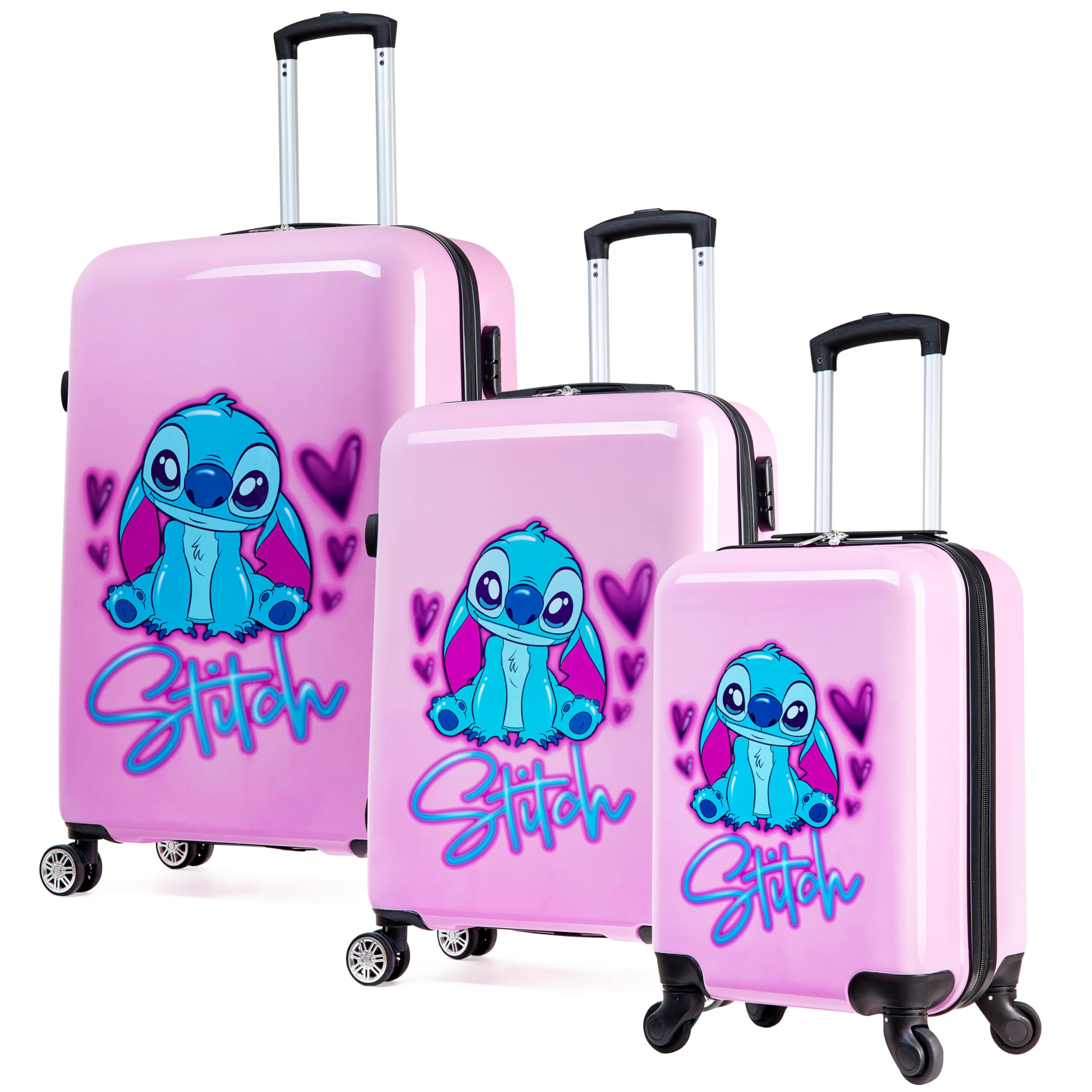 Foto 2 pulgar | Set De Maletas Disney Hard Shell De 28 L, 50 L Y 91 L Con 4 Ruedas, Color Rosa - Venta Internacional.