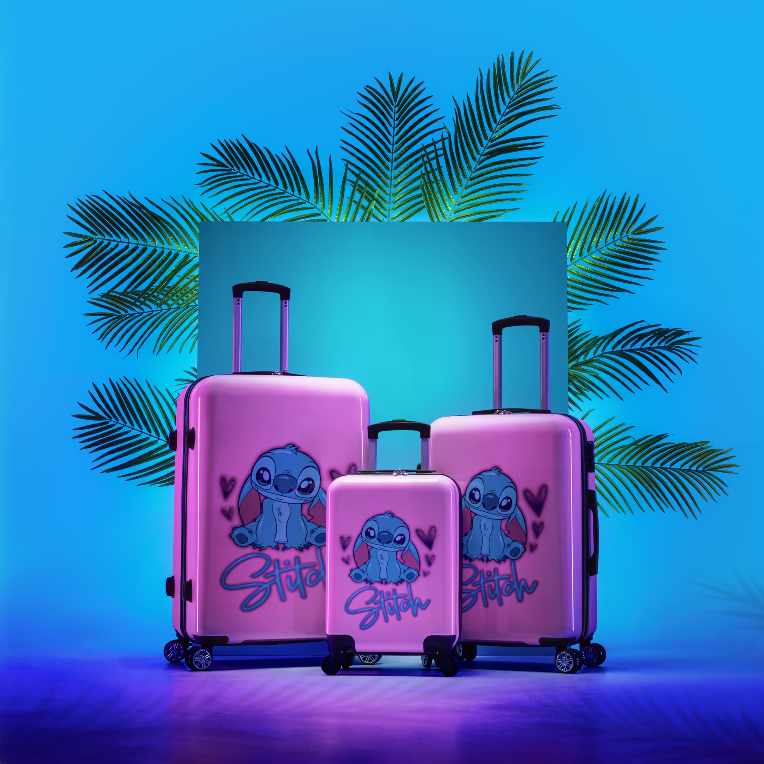 Foto 3 pulgar | Set De Maletas Disney Hard Shell De 28 L, 50 L Y 91 L Con 4 Ruedas, Color Rosa - Venta Internacional.