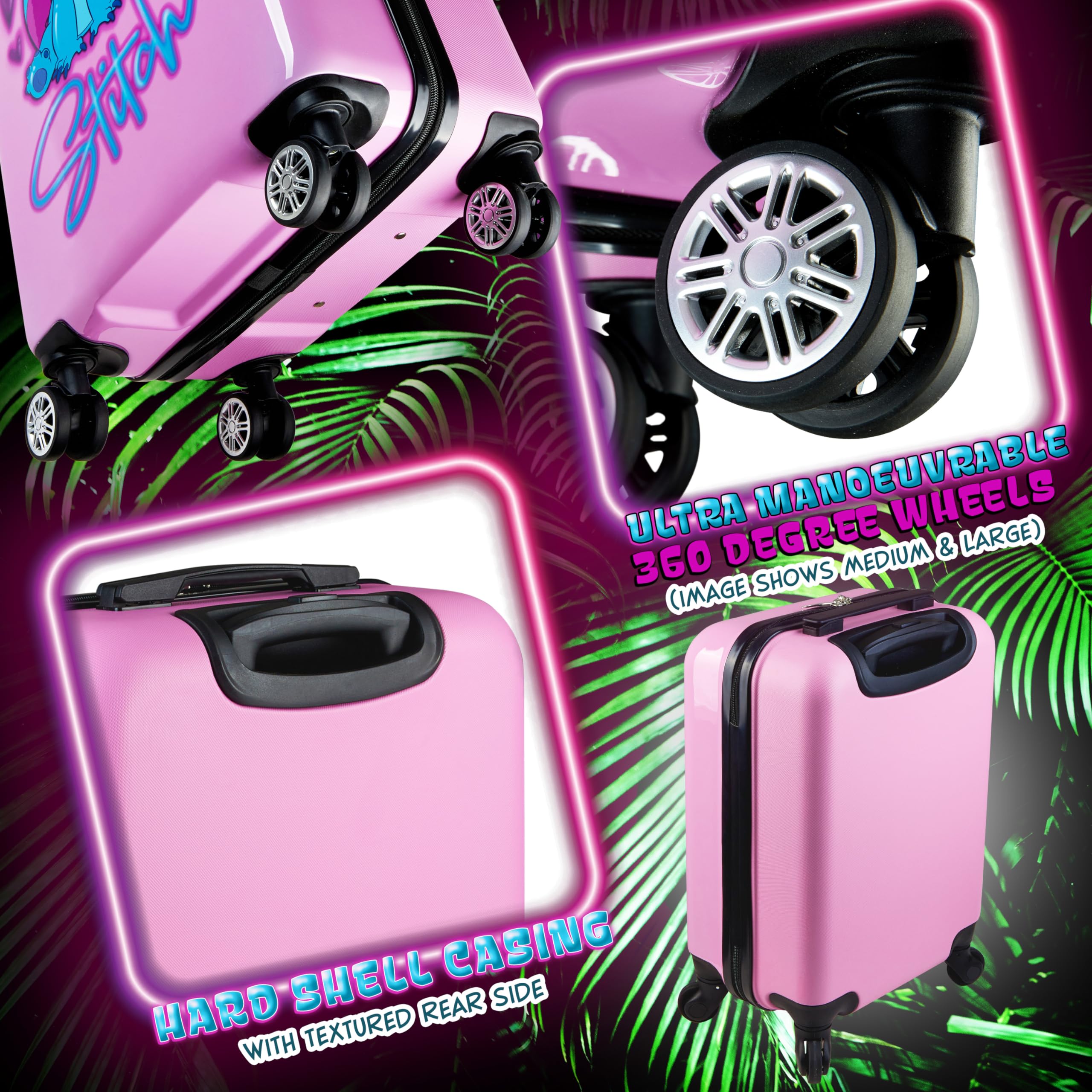 Foto 8 pulgar | Set De Maletas Disney Hard Shell De 28 L, 50 L Y 91 L Con 4 Ruedas, Color Rosa - Venta Internacional.