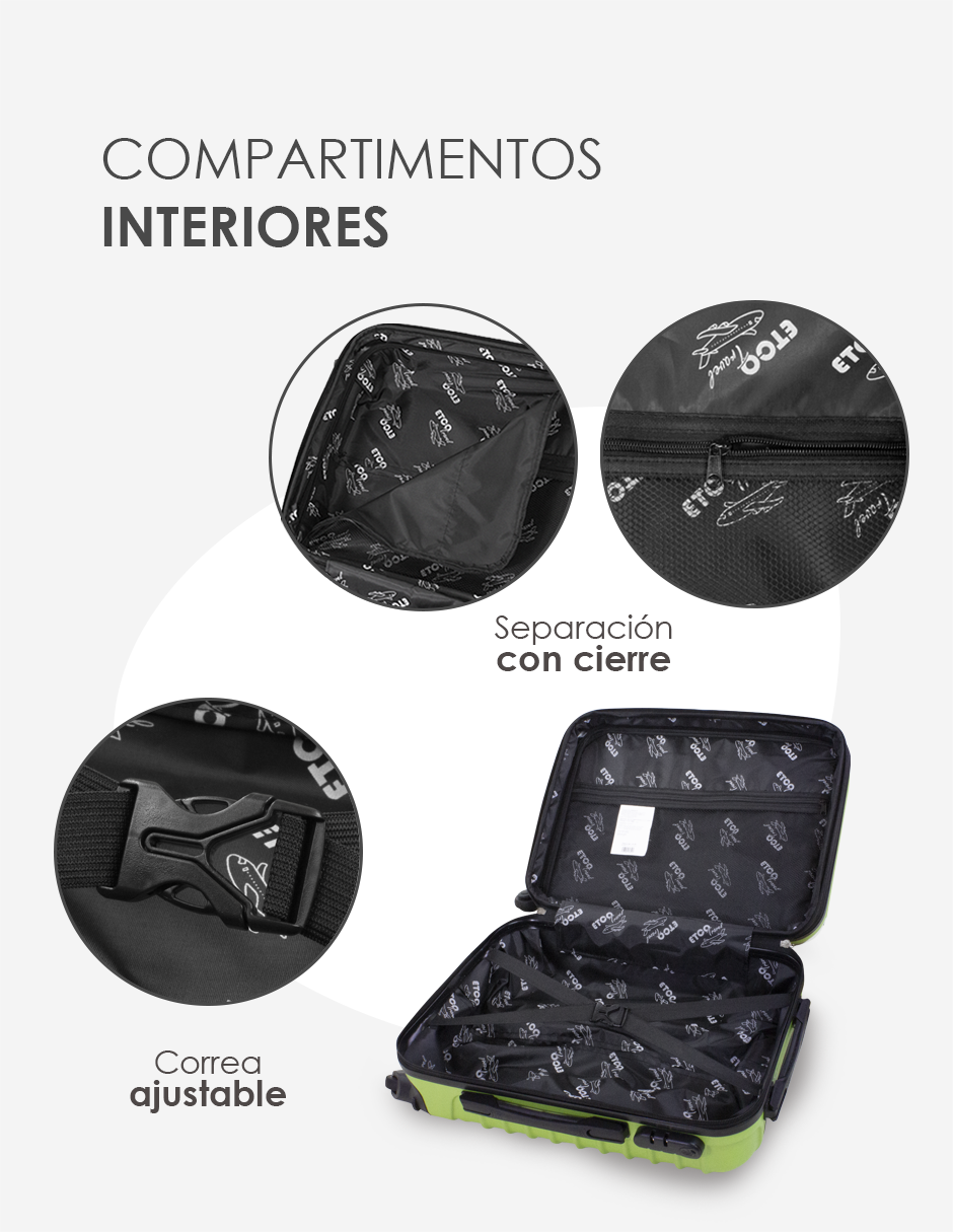 Foto 8 | Juego de Maleta Etco Travel Verde 2 Piezas