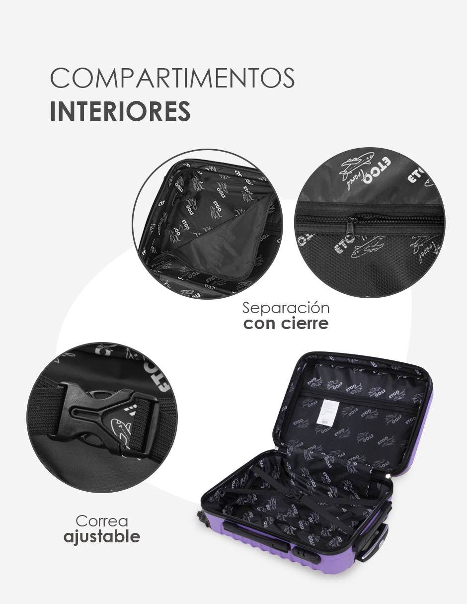 Foto 8 | Juego de Maleta Etco Travel Lila 2 Piezas