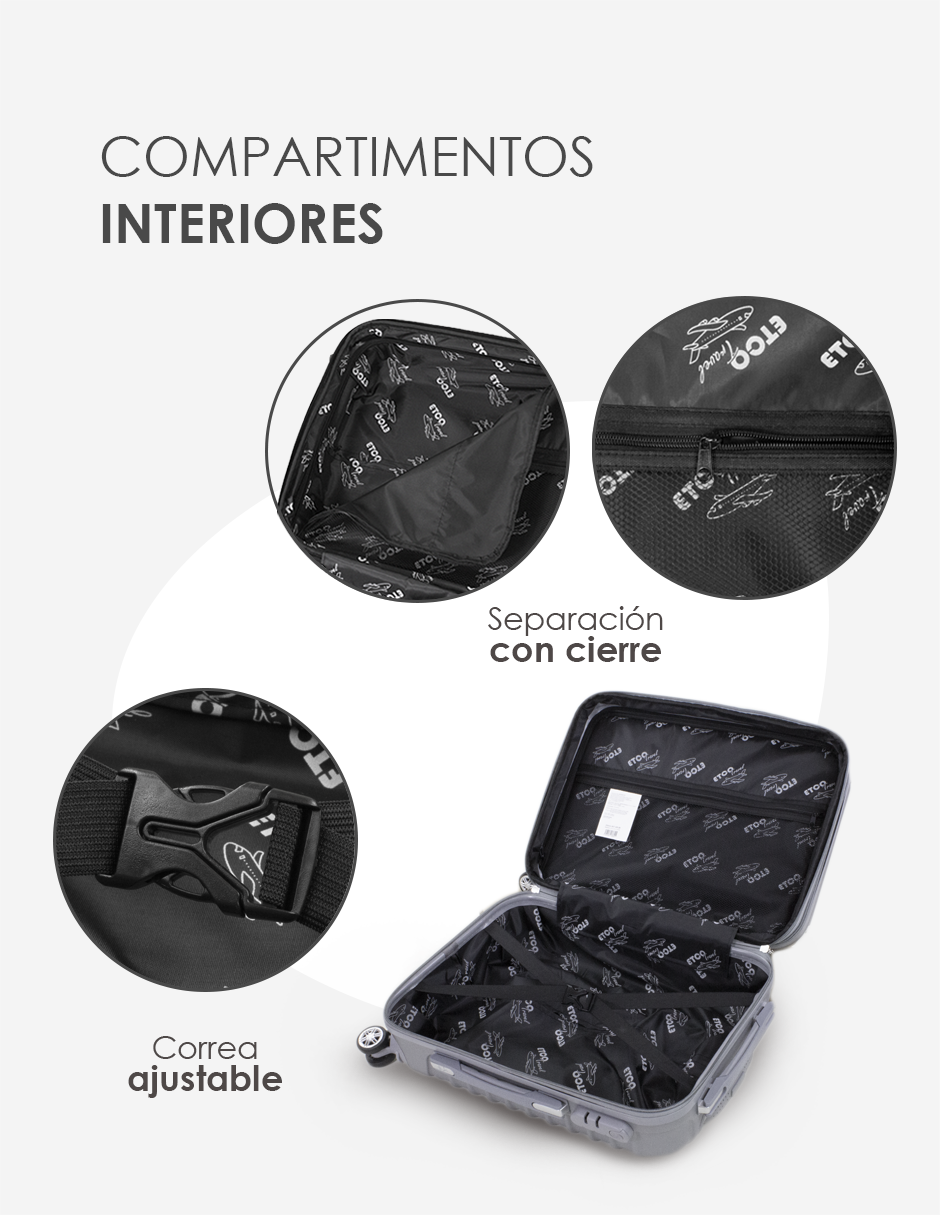 Foto 7 | Juego de Maleta Etco Travel Gris 2 Piezas