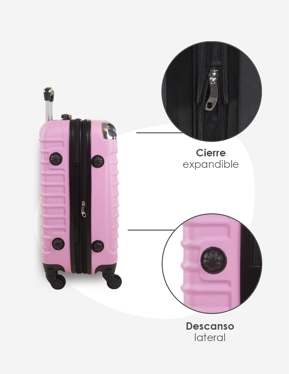Foto 4 pulgar | Maletas de Mano + Neceser Rosa Claro Llantas Desmontables 3 Piezas