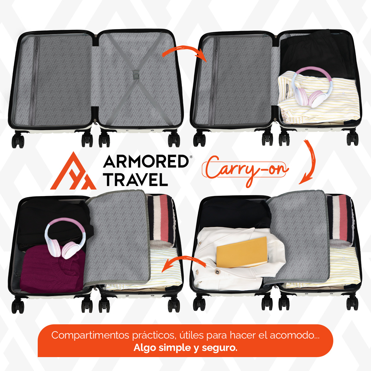 Foto 7 | Maleta De Viaje Rígida Carry On De Mano Chess Cabina Rosa 20 Pulgadas 10 Kg Abs Doble Refuerzo Con Candado Alta Seguri