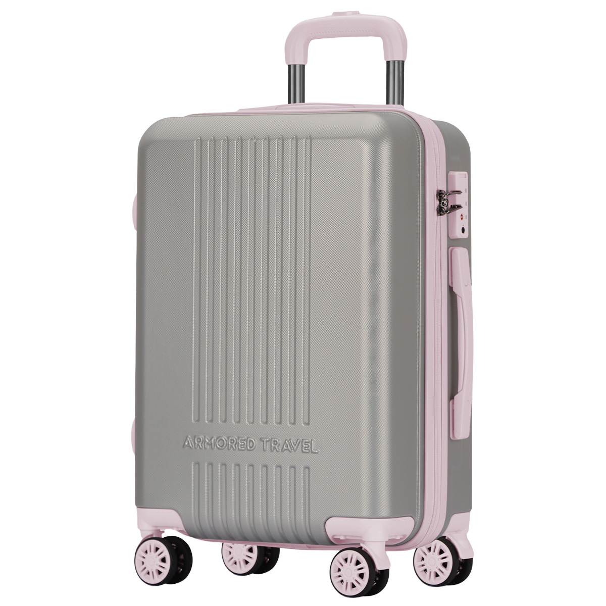 Maleta De Viaje Rígida Carry On De Mano Andrea Cabina Rosa 20 Pulgadas 10 Kg Abs Doble Refuerzo Con Candado Alta Segu