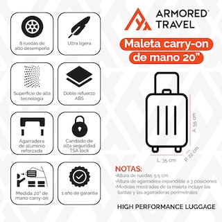 Foto 3 | Maleta De Viaje Rígida Carry On De Mano Andrea Cabina Rosa 20 Pulgadas 10 Kg Abs Doble Refuerzo Con Candado Alta Segu