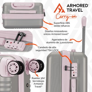 Foto 4 | Maleta De Viaje Rígida Carry On De Mano Andrea Cabina Rosa 20 Pulgadas 10 Kg Abs Doble Refuerzo Con Candado Alta Segu