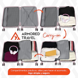 Foto 7 | Maleta De Viaje Rígida Carry On De Mano Andrea Cabina Rosa 20 Pulgadas 10 Kg Abs Doble Refuerzo Con Candado Alta Segu