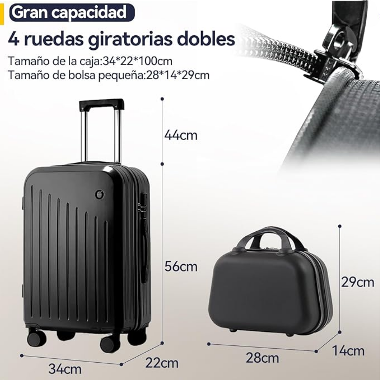 Foto 2 | Maletas De Viaje, 20'' Y 14'', Juego De Equipaje Con Portavasos, Usb Puerto De Carga Y Práctico Gancho, Ruedas G