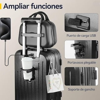 Foto 3 | Maletas De Viaje, 20'' Y 14'', Juego De Equipaje Con Portavasos, Usb Puerto De Carga Y Práctico Gancho, Ruedas G