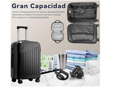 Foto 6 | Maletas De Viaje, 20'' Y 14'', Juego De Equipaje Con Portavasos, Usb Puerto De Carga Y Práctico Gancho, Ruedas G