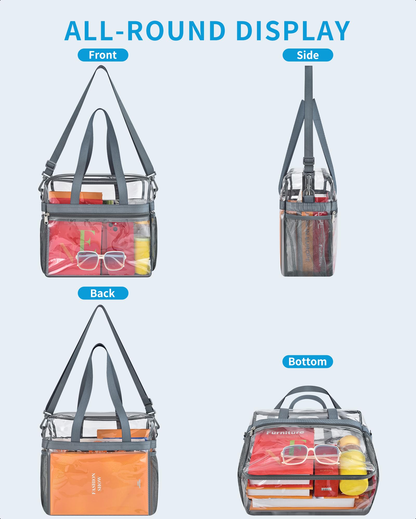 Foto 6 pulgar | Bolsa Transparente Paxiland Stadium Events 30 X 15 X 30 Cm, Color Gris Transparente - Venta Internacional.