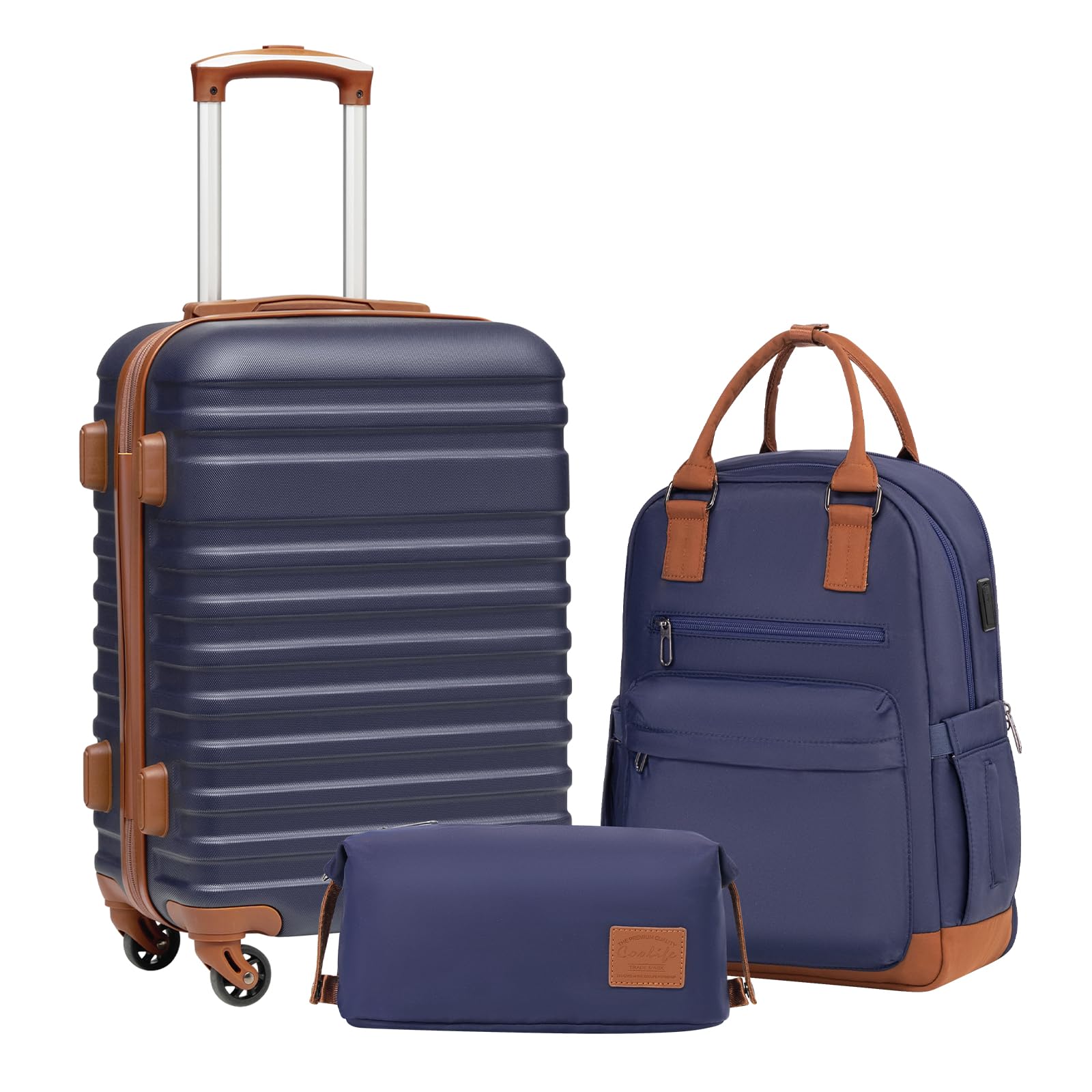 Foto 2 pulgar | Set De Equipaje Coolife De 3 Piezas Con Tapa Rígida Con Cierre Tsa Spinner, Azul Marino - Venta Internacional.