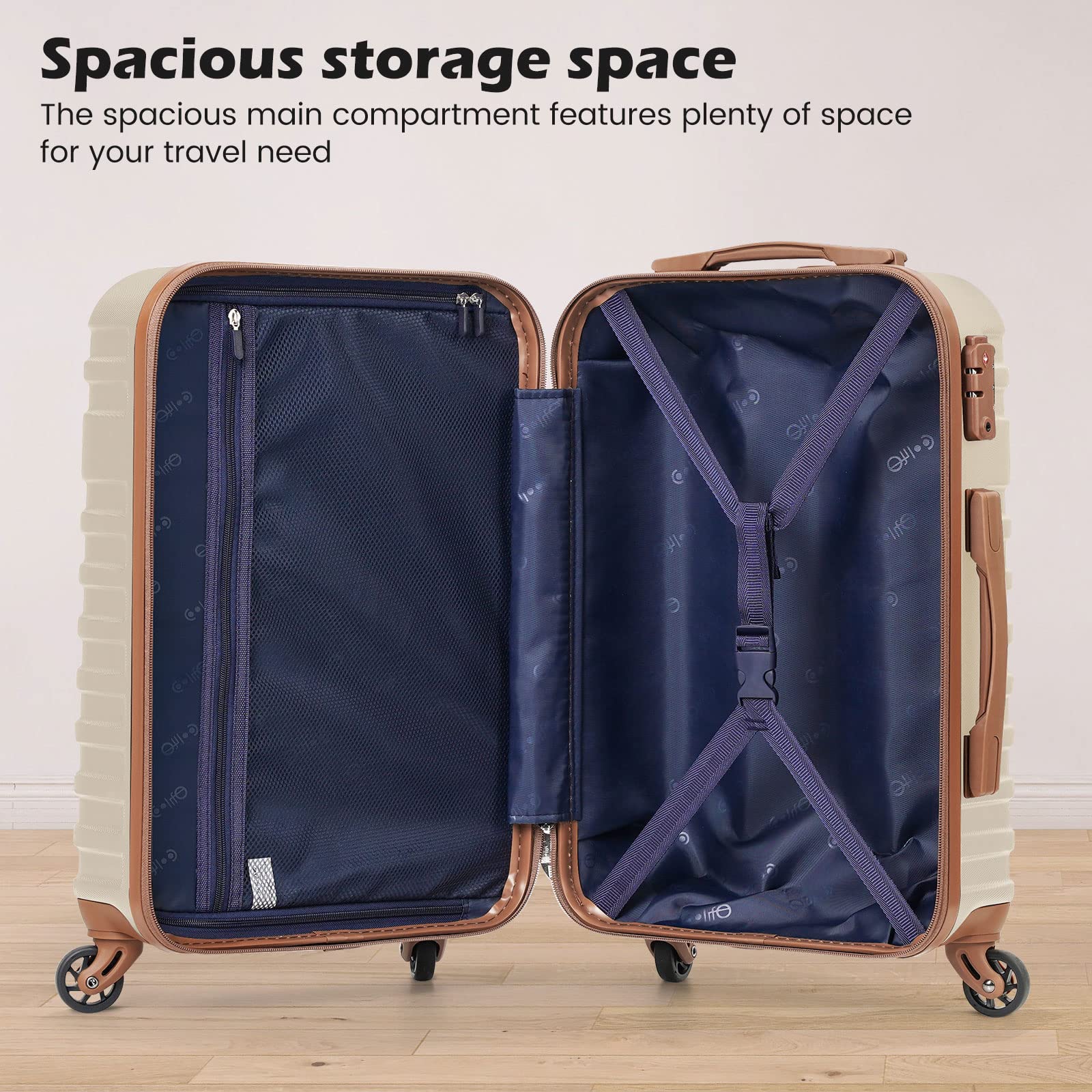 Foto 4 pulgar | Set De Equipaje Coolife De 3 Piezas Con Tapa Rígida Con Cierre Tsa Spinner, Azul Marino - Venta Internacional.