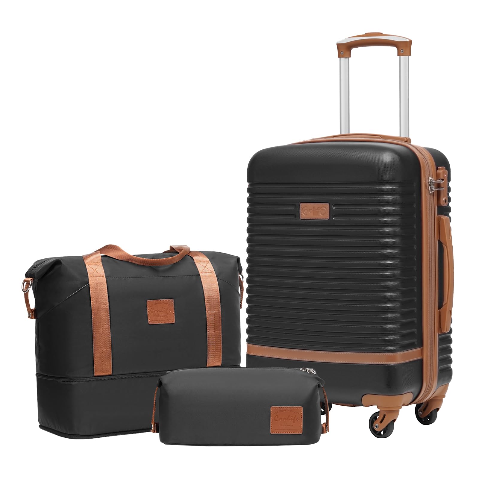 Foto 1 | Set De Equipaje Coolife De 3 Piezas Con Ruedas Giratorias Tsa Lock, Color Negro - Venta Internacional.