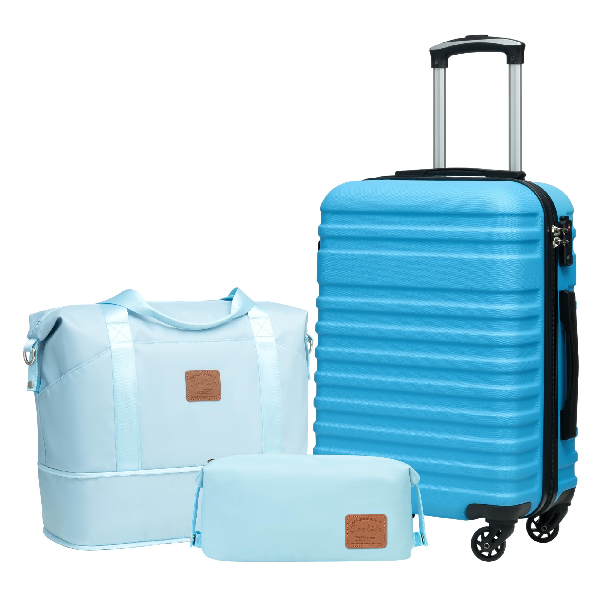 Set De Equipaje Coolife De 3 Piezas Con Tapa Rígida Con Cierre Tsa Spinner, Azul - Venta Internacional.