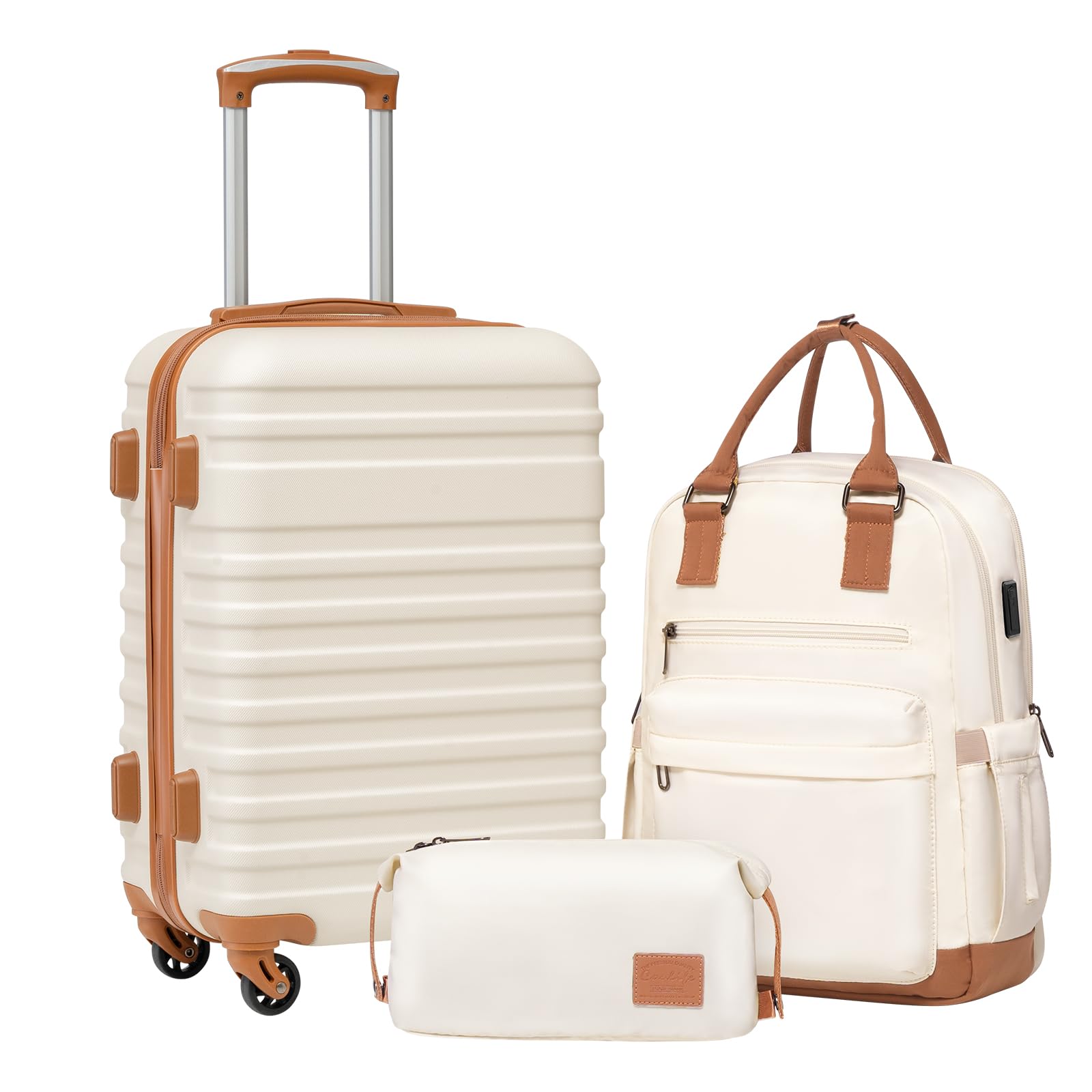Foto 1 | Set De Equipaje Coolife De 3 Piezas Con Tapa Dura Y Cierre Tsa Spinner Wh - Venta Internacional.