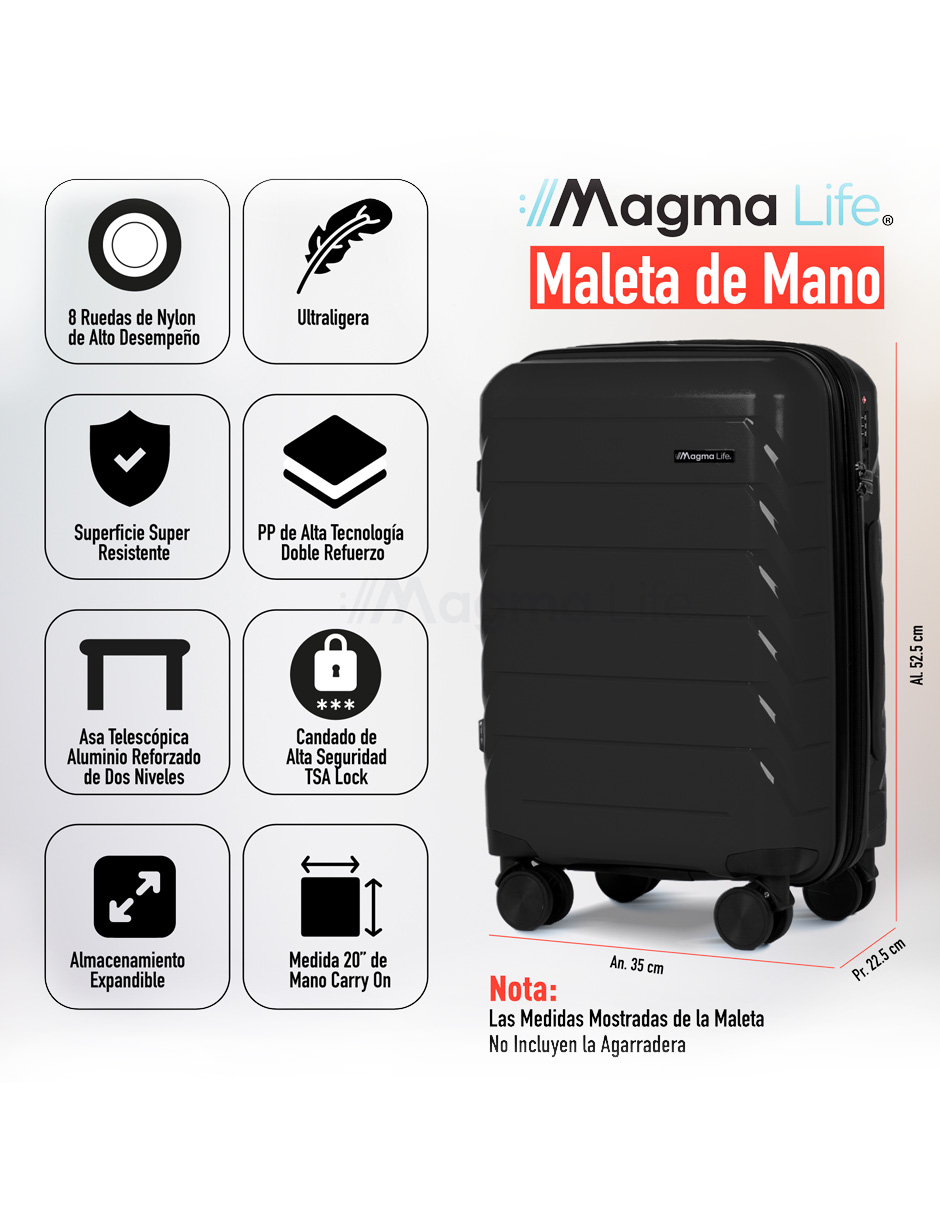 Foto 5 pulgar | Magma Life Maleta De Viaje De 10 Kg Star Carry On, Cierre Expandible Mayor Capacidad, Candado Tsa, Pp Alta Tecnol