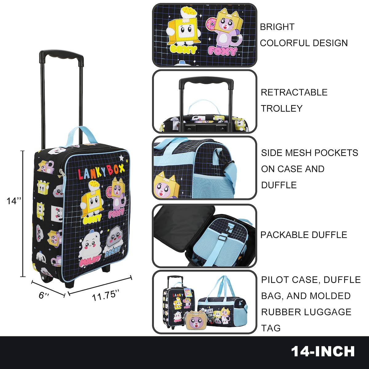 Foto 6 | Set De Viaje Bioworld Lankybox De 4 Piezas Para Niños Con Funda Piloto De 14 Pulgadas - Venta Internacional.