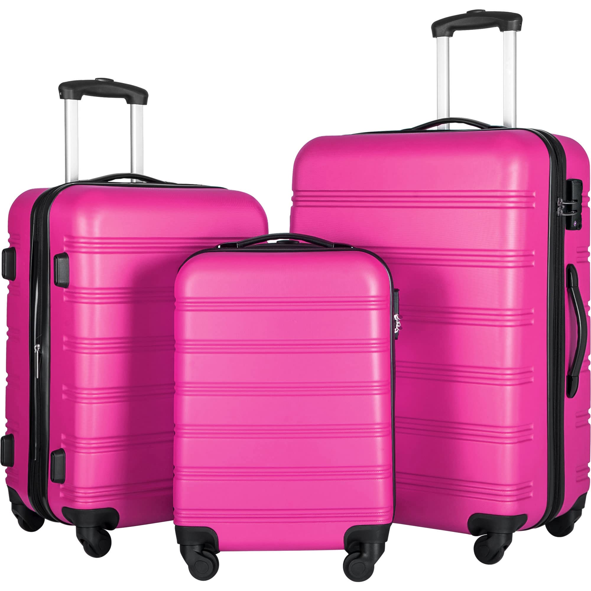 Foto 1 | Juego De Maletas Merax De 3 Piezas  20/24/31 Cm  Rosa - Venta Internacional.
