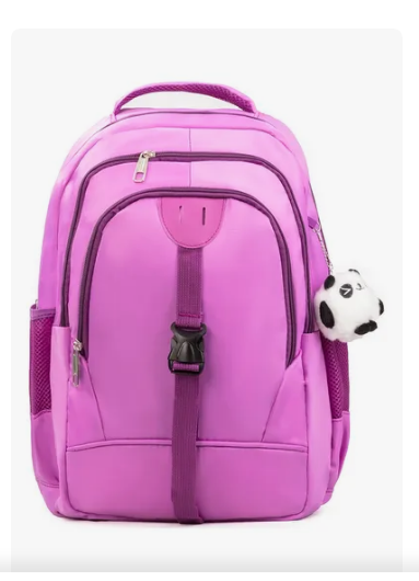 Mochila Escolar Y Llavero De Peluche De Panda