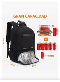 Foto 2 | Mochila De Almuerzo Antirrobo Impermeable A Portátil 15 6i Color Negro Diseño De La Tela Oxford 900d
