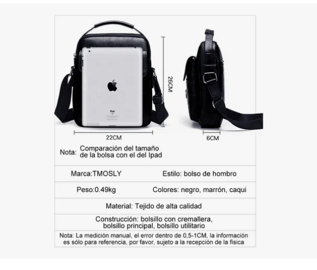 Foto 3 | Bolso Hombre Mujer Maletin Bandoleras Y Billetera Kit 5pzs