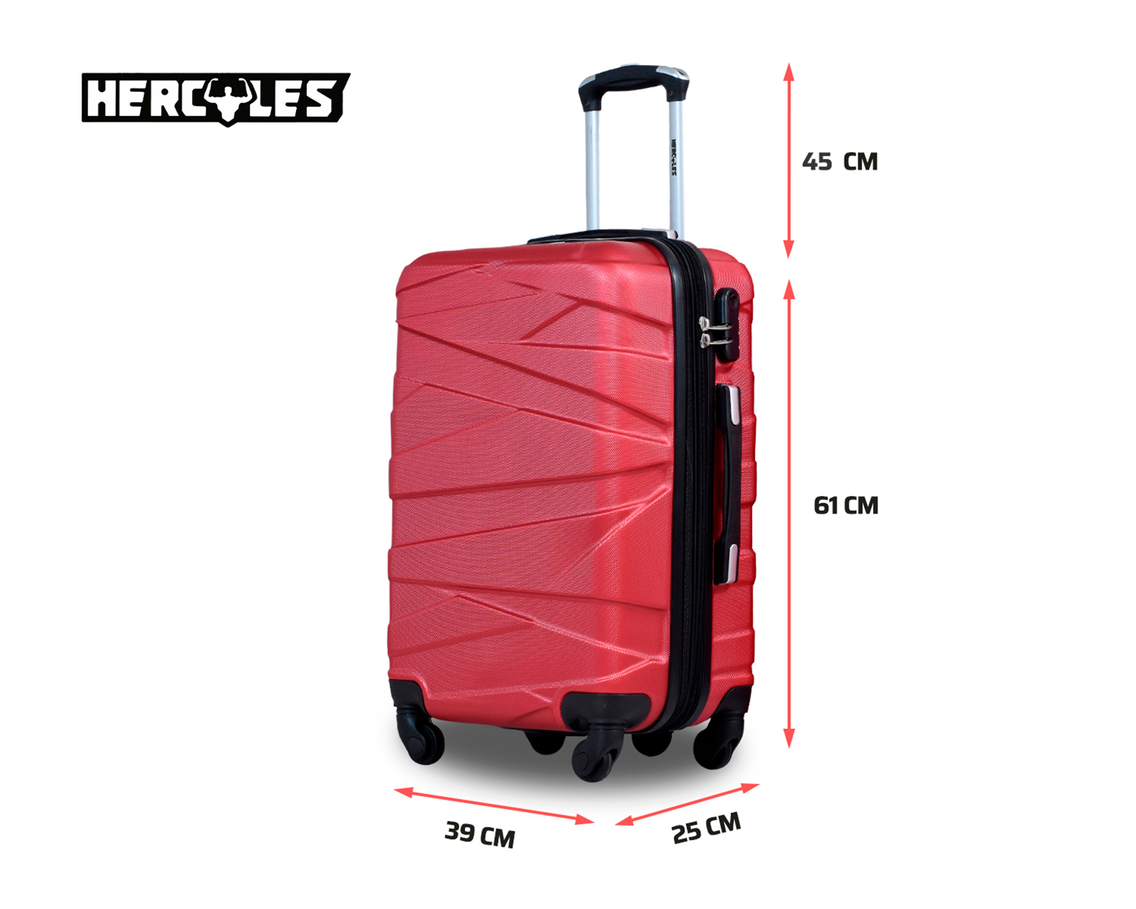 Foto 9 pulgar | Maleta Carry On Hercules Borgoña 21''