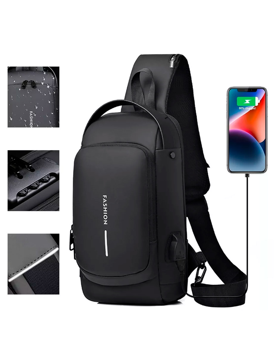 Foto 3 pulgar | Mochila Petukita Box Crossbody Multifuncional con Puerto de Carga USB