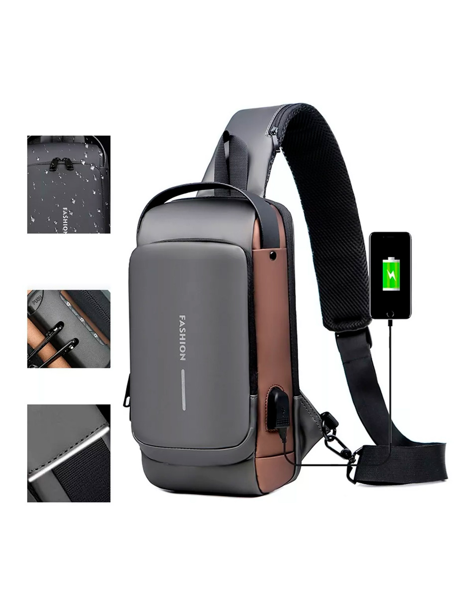 Foto 3 | Mochila Petukita Box Crossbody Multifuncional con Puerto de Carga USB