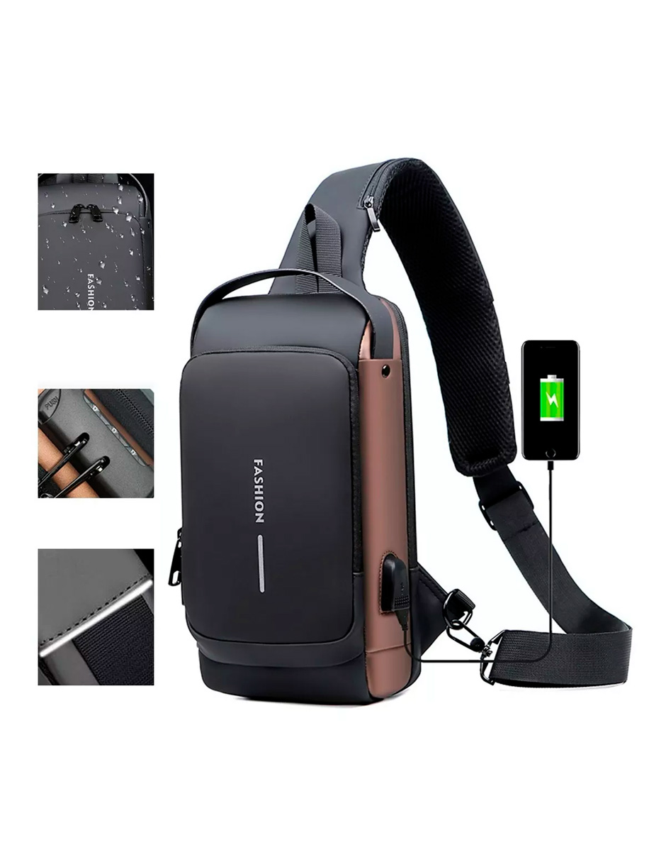 Foto 6 pulgar | Mochila Petukita Box Crossbody Multifuncional con Puerto de Carga USB