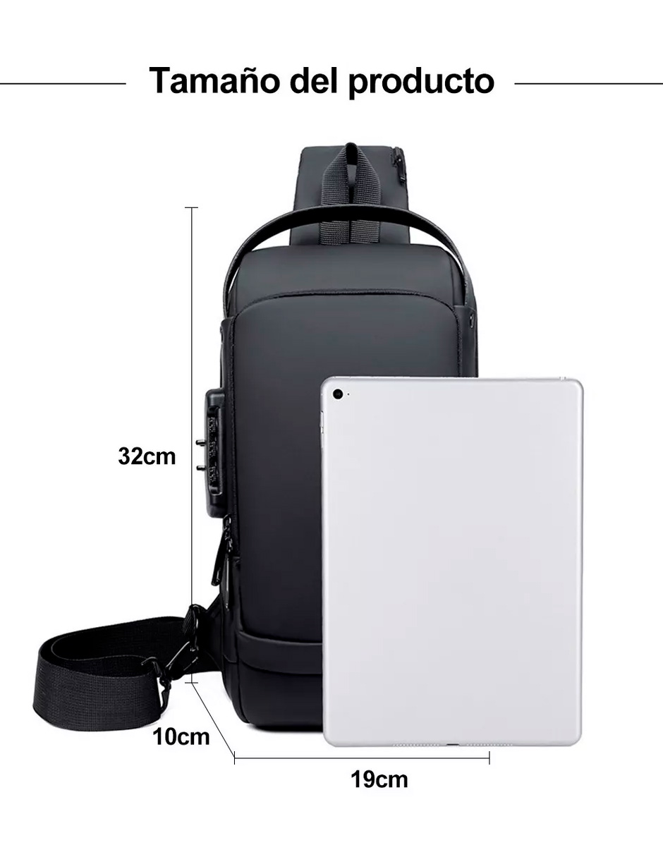 Foto 7 pulgar | Mochila Petukita Box Crossbody Multifuncional con Puerto de Carga USB