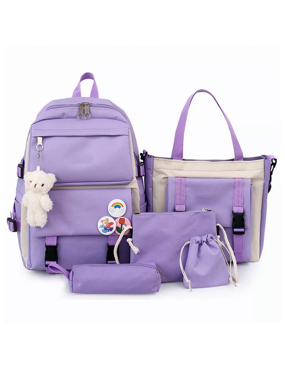 Set de Mochilas Petukita Box Escolar color Lila