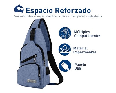Foto 2 | Mochila Cruzada Bluelander Antirrobo Color Azul Impermeable