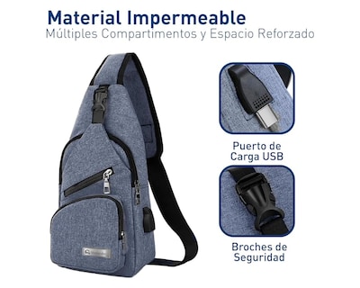 Foto 3 | Mochila Cruzada Bluelander Antirrobo Color Azul Impermeable