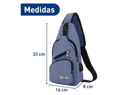 Foto 4 | Mochila Cruzada Bluelander Antirrobo Color Azul Impermeable