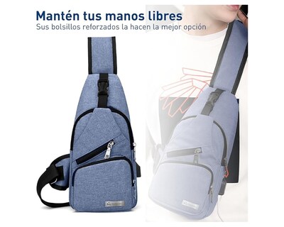 Foto 5 | Mochila Cruzada Bluelander Antirrobo Color Azul Impermeable