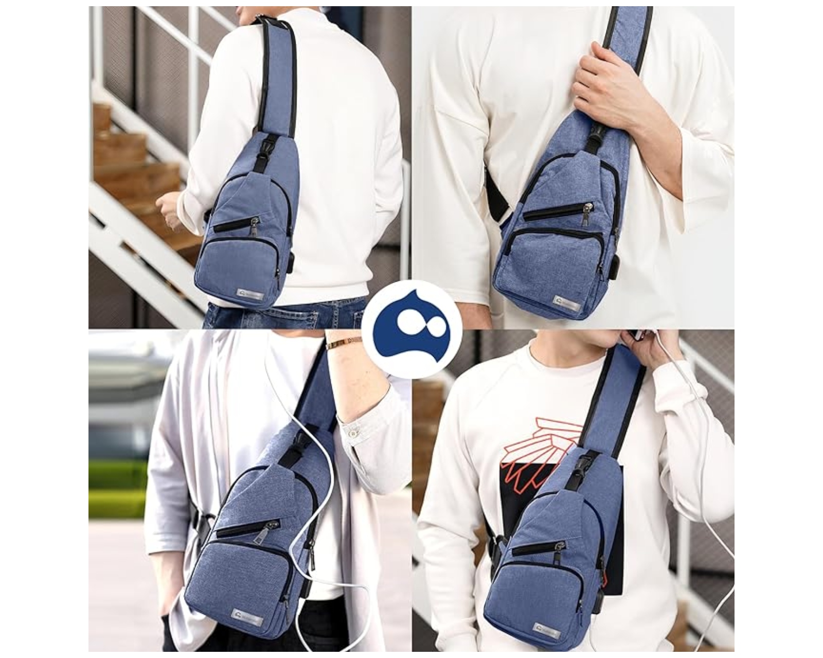 Foto 7 pulgar | Mochila Cruzada  Bluelander Antirrobo Color Azul Impermeable