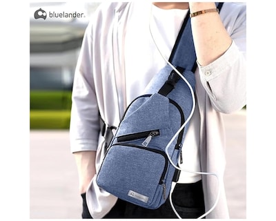 Foto 7 | Mochila Cruzada Bluelander Antirrobo Color Azul Impermeable