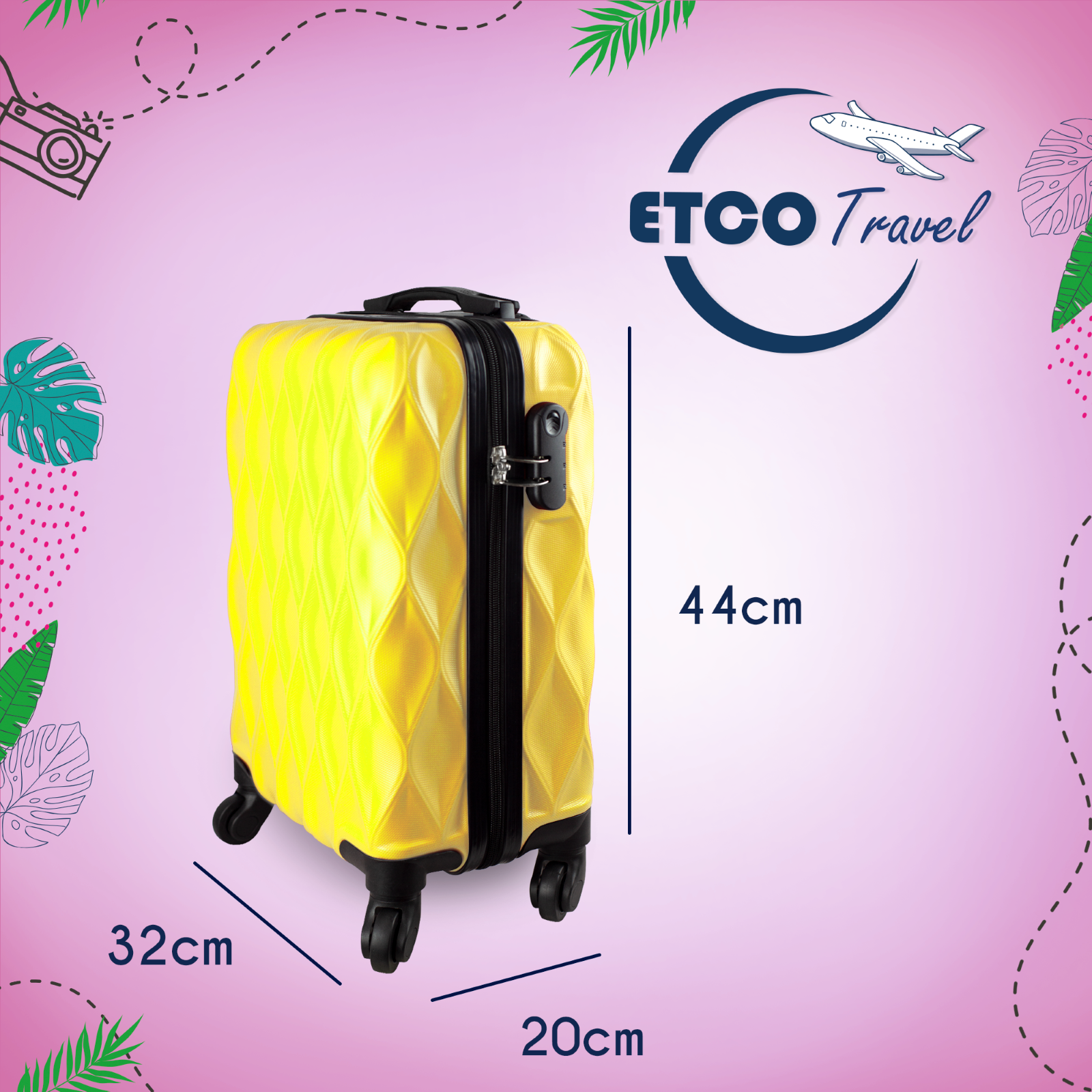 Foto 3 pulgar | Maleta Vertical  17 Pulgadas Etco Travel con Ruedas 360 color Amarillo