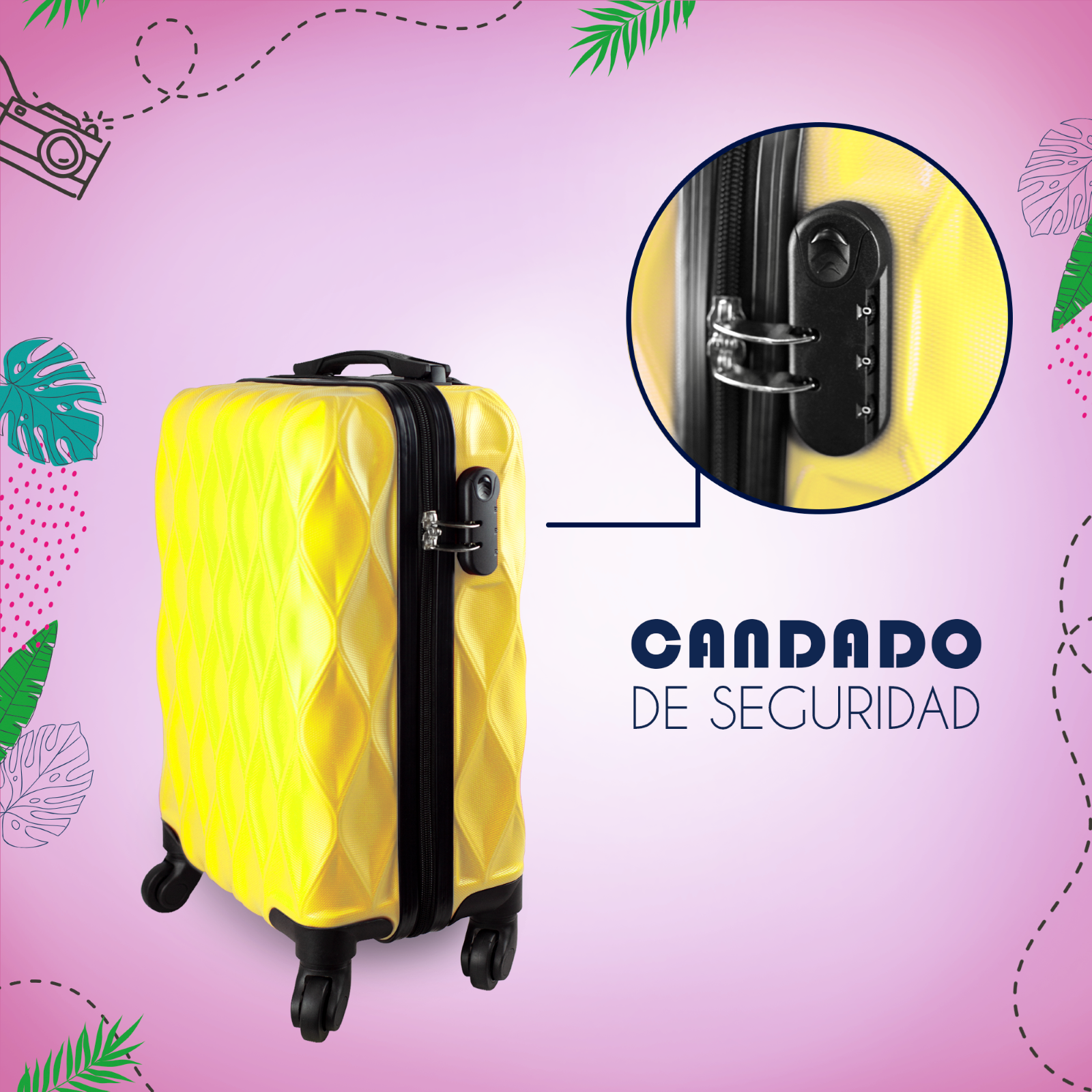 Foto 4 pulgar | Maleta Vertical  17 Pulgadas Etco Travel con Ruedas 360 color Amarillo