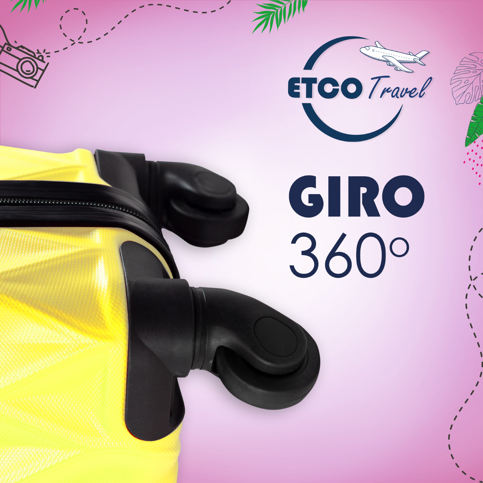 Foto 5 | Maleta Vertical  17 Pulgadas Etco Travel con Ruedas 360 color Amarillo