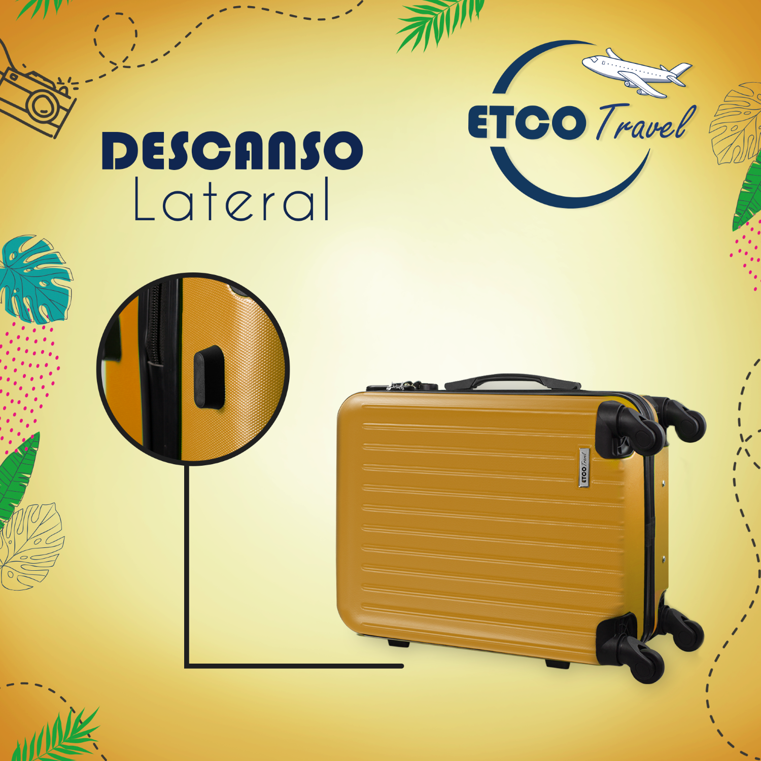 Foto 5 pulgar | Maleta Vertical Etco Travel ETBAG454-MZ-19 color Amarillo 19 Pulg para Cabina con Ruedas 360