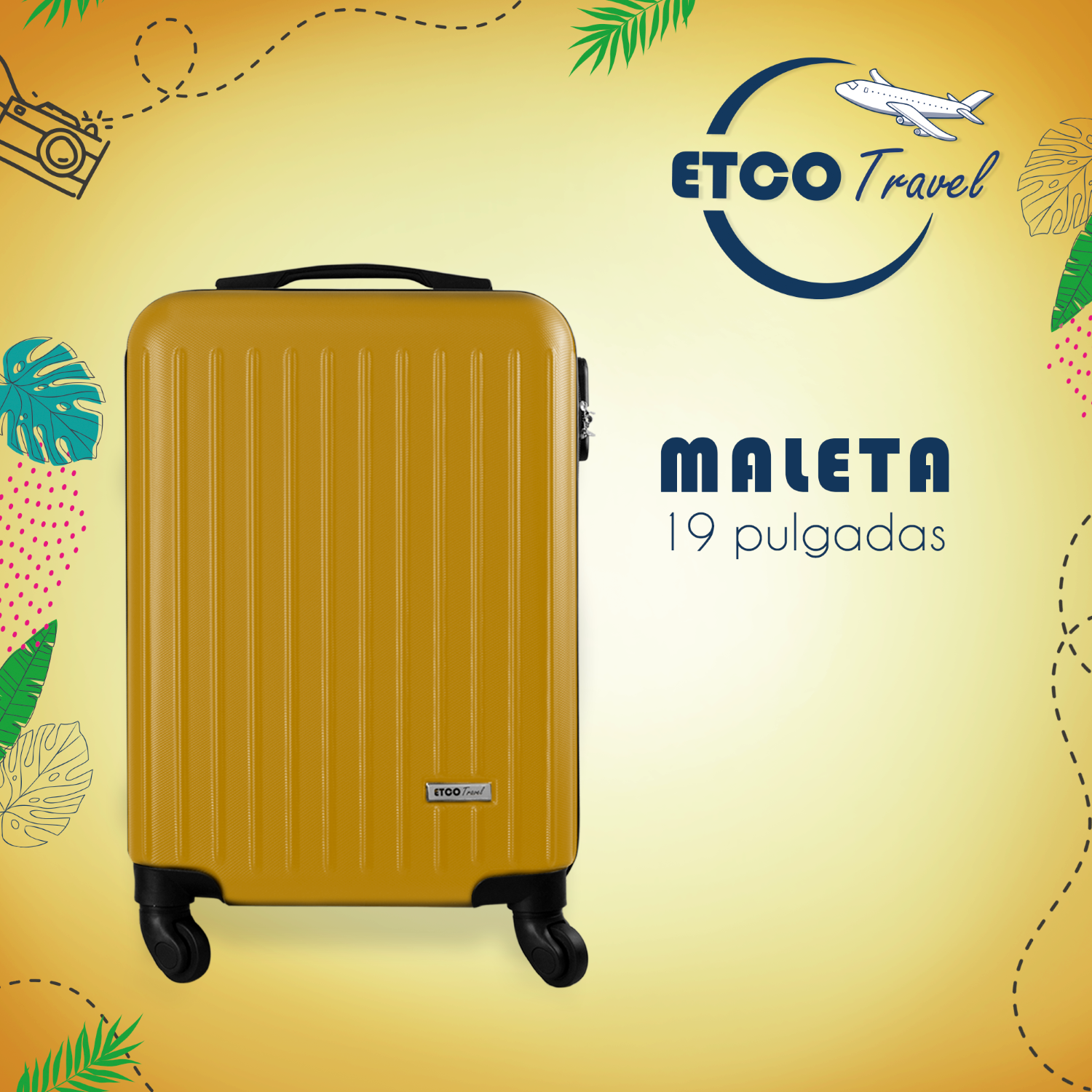 Foto 6 pulgar | Maleta Vertical Etco Travel ETBAG454-MZ-19 color Amarillo 19 Pulg para Cabina con Ruedas 360
